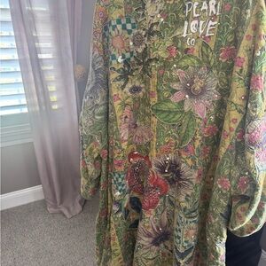 Magnolia Pearl Green Floral Embroidered Trench Coat